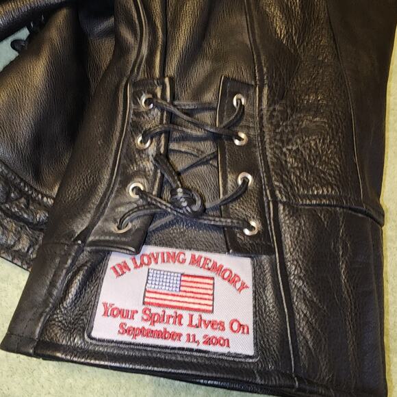 WILSONS  EUC OPEN ROAD SIZE 2XL MENS  LEATH 911 MEMORIAL RIDE BIKER JACKET COAT - Picture 11 of 15